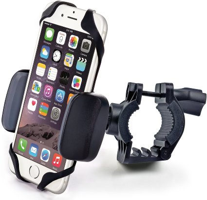 Bike & Motorcycle Cell Phone Mount - For iPhone 6 (5, 6s Plus), Samsung Galaxy Note or any Smartphone & GPS - Universal Mountain & Road Bicycle Handlebar Cradle Holder.  100 to Safeness & Comfort