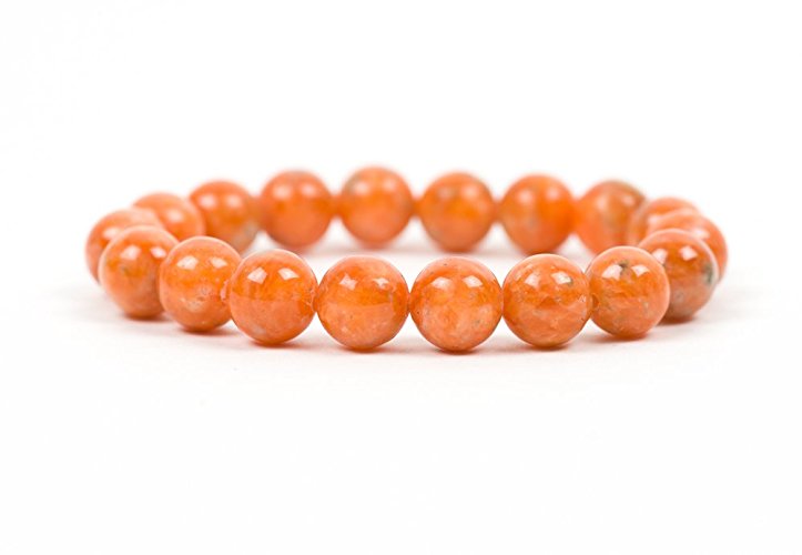 Orange Calcite Bracelet, Natural Gemstone Stretch Bracelet