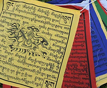 Large Cotton Tibetan Prayer Flags Wind Horse Green Tara Buddha of Compassion Medicine Buddha Guru Rinpoche 10 Flags