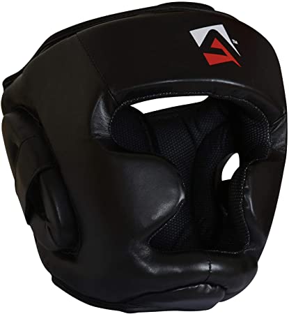 AQF Boxing Headguard MMA Training Headgear Muay Thai Full Face Protection Guard Sparring Helmet Head Guard