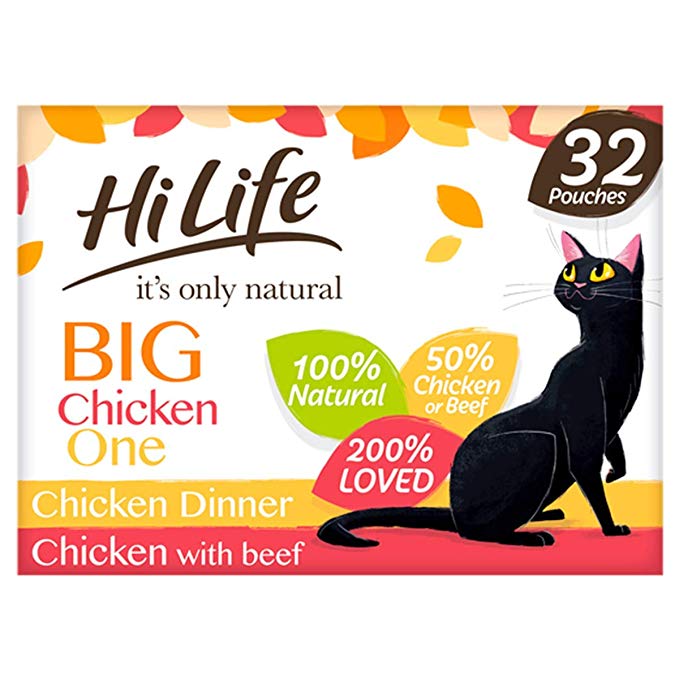 HiLife it's Only Natural Cat Food, The Big Chicken One, 32 x 70g Pouches