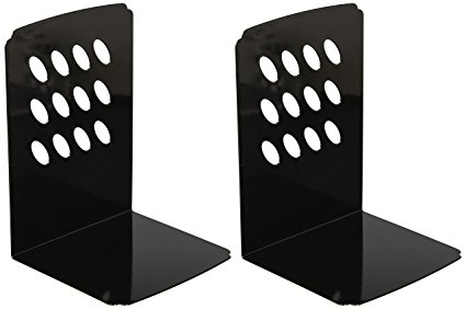 DELI Simply Style Heavy Duty Metal Bookends, 2 Pairs per Package, Black or White Color (8.4 inch Black)
