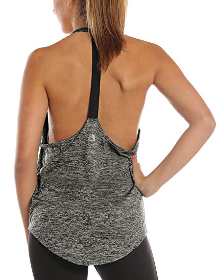 icyzone Workout Tank Tops for Women - Athletic Yoga Tops, T-Back Running Tank Top