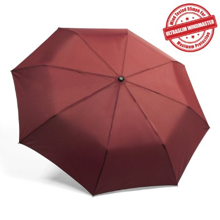 KolumboTM Travel Umbrella - Proven Unbreakable Windproof Tested 55MPH - Sturdy Durability Tested 5000 Times - Compact UltraSlim Windmaster Umbrellas Auto OpenClose - Lifetime Guarantee