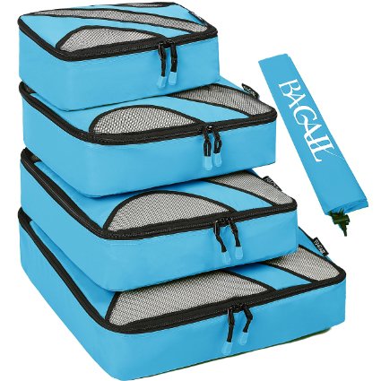 4 Set Packing Cubes,Travel Luggage Packing Organizers with Laundry Bag Blue