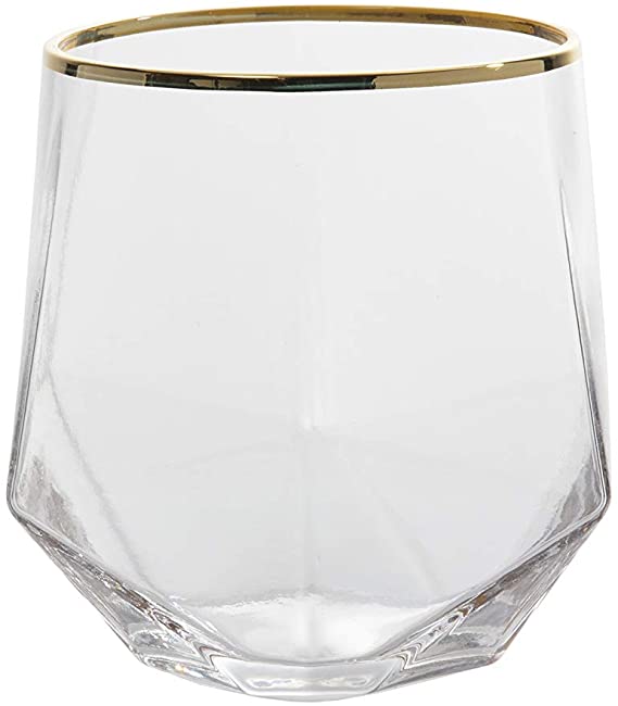 Fortessa Scott Living Geoluxe 4-pc Gold Banded Cocktail Drinkware Set, 16 Ounce, Clear