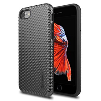 iPhone 7 Case, LUVVITT [Brilliant Armor] Shock Absorbing Case Best Heavy Duty Dual Layer Tough Cover for Apple iPhone 7 - Jet Black