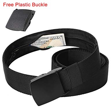Unisex Travel Security Money Belt with Hidden Zipper Pocket, XZQTIVE Anti-Theft Wallet Nylon Belt with Metal Buckle