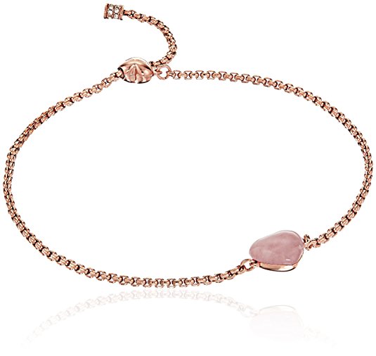 Michael Kors Rose Gold-Tone Quartz Heart Slider Strand Bracelet