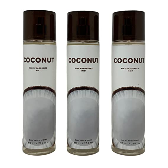 Bath & Body Works COCONUT Fine Fragrance Mist - Value Pack Lot of 3 - Full Size