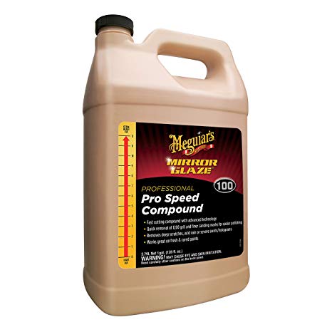 Meguiar’s Mirror Glaze Pro Speed Compound – Removes Deep Scratches & Severe Swirls – M10001, 1 gallon