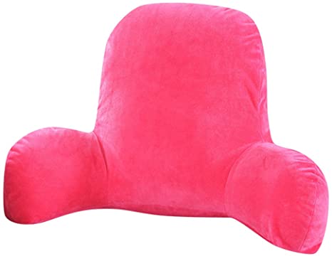 Plush Big Backrest Reading Rest Pillow Bed Adult Backrest Lounge Cushion Back Support for Sitting Up in Bed (Hot Pink)