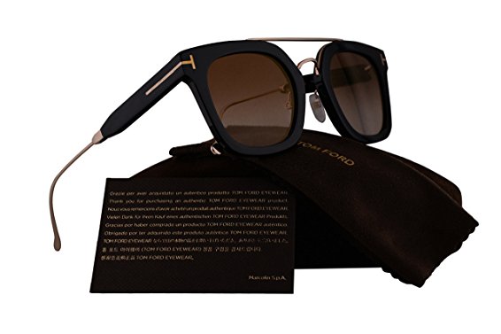 Tom Ford FT0541 Alex-02 Sunglasses Shiny Black Gold w/Brown Gradient Lens 01F TF541 FT 541 TF 541