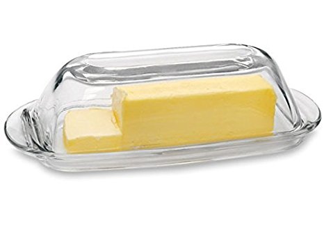 Circleware Tavola Glass Butter Dish with Glass Lid, 7.5x3.25", Limited Edition Glassware Serveware