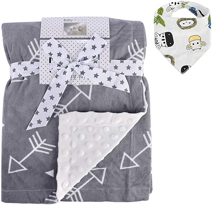 Baby Blanket, Deluxe Newborn Supersoft Breathable Cotton Bobble Blanket (Grey-Arrow, 75 * 120CM)