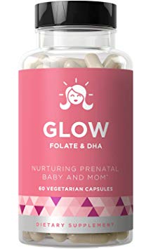 Glow Folate & DHA – Nurturing Prenatal for Baby and Mom – 25 Vital Nutrients – 60 Vegetarian Capsules