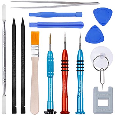 Vastar 16Pcs Cellphone Repair Tool Kit for iPhone Precision Screwdriver Set with Magnetizer/ Demagnetizer Tool and Opening Pry Tools for iPhone 8/8 Plus, 7/7Plus, 6P/6S/6/5S/5/5C/4S/4/SE, iPod, iTouch