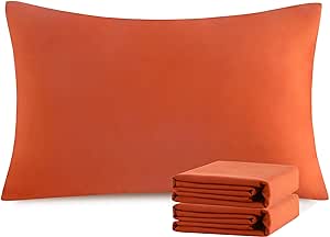 NTBAY King Pillowcase Set - 2 Pack Brushed Microfiber 20x36 Pillowcases - Soft, Wrinkle-Free, Fade-Resistant, Stain-Resistant, Brunt Orange Pillowcases with Envelope Closure - 20x36 Inches