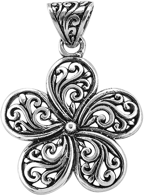 925 Sterling Silver Swirl Flower Pendant Necklace for Women Graduation Gifts for Her Fashion Jewelry 3.8 g