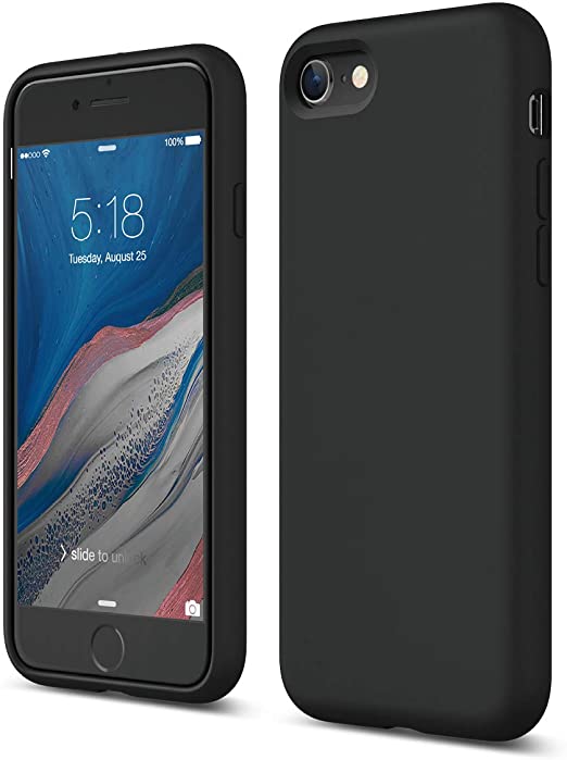 elago Liquid Silicone Case for Apple iPhone SE 2020, iPhone 8, iPhone 7 - Full Body Protection with Shockproof 3 Layer Structure, Premium Silicone Case for iPhone SE 2020/8 / 7 (Black)