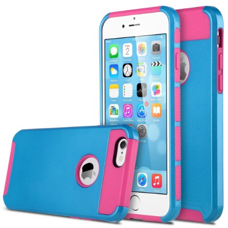 iPhone 6s Case, iPhone 6 Case, ULAK Hybrid Case With Hard PC and Inner Rubber Cover for Apple iPhone 6S 4.7 Inch & iPhone 6 4.7 Inch (Blue/Rose Red)