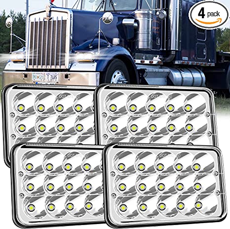 4PCS 4x6 LED Headlights Sealed Beam H4651 Compatible with Truck/Chevy K10 K20 Van RV Camper Headlamp Assembly