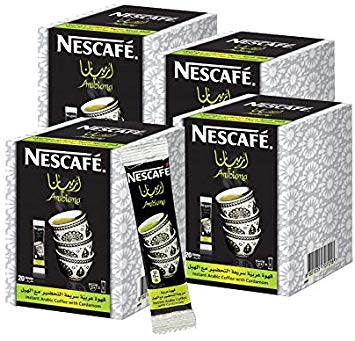 Instant Nescafe Arabiana Arabic Coffee Mix With Cardamom Flavor - Small Sticks (4 Box (80 Sticks))