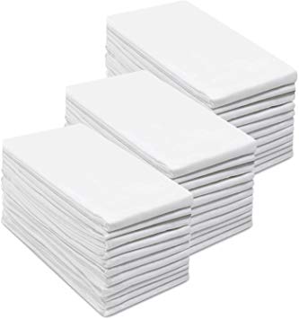 COTTON CRAFT -36 Pack Flour Sack Kitchen Towel Napkins - 100% Pure Ringspun Cotton - White - 28x28 Heavy Weight 900 Gram / 32 Ounce Woven Low Lint Construction - Multi Purpose & Versatile (36 Pack)
