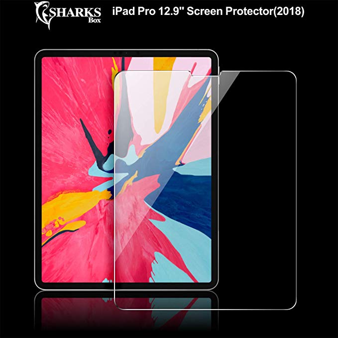 SHARKSBox iPad Pro 12.9 inch Screen Protector for New iPad Pro 12.9"(2018 Release),3X Stronger Gorilla Glass Anti-Scratch Tempered Glass Screen Protector for The All-Screen Apple iPad Pro 12.9"