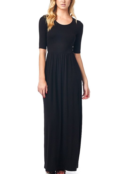 82 Days Women'S Rayon Span Jersey Maxi Long Dress with Elastic Waistband - Solid