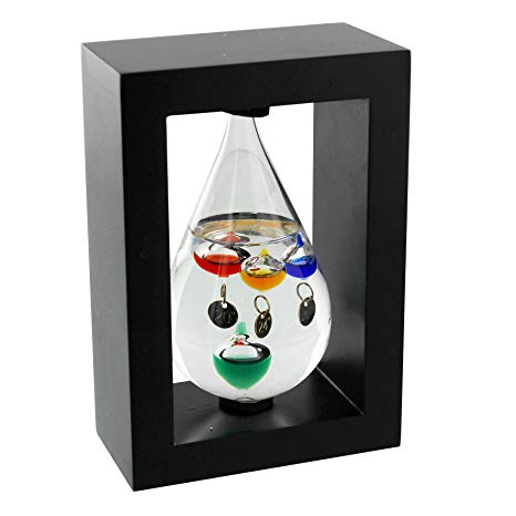 ukgiftstoreonline Tear drop Galileo thermometer In Wood Frame