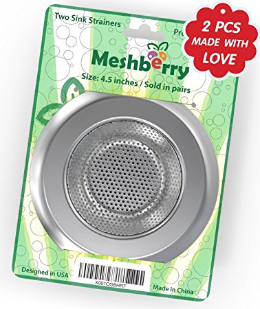 Kitchen Sink Strainer & Drain Cover 2PCS Stainless Steel - Prevent Clogging - Wide Rim 4.5" Diameter - Perfect for Kitchen Sinks