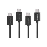 Poweradd 4-Pack Micro USB Cable USB 20 A Male to Micro B Charge and Sync Cable for Android Samsung HTC Nokia Motorola Blackberry Sony and More - Black 4ft 12m