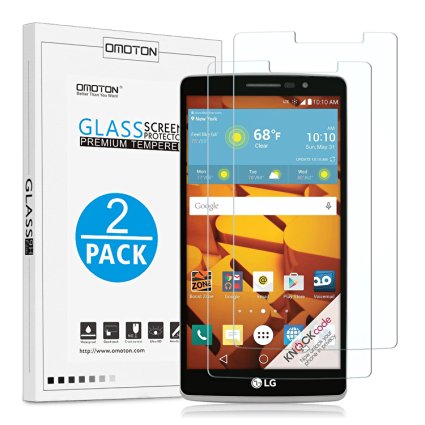 OMOTON LG G Stylo Screen Protector [2 PACK]- [9H Hardness] [Crystal Clear] [Bubble Free] Tempered Glass Screen Protector for LG G Stylo, Lifetime Warranty