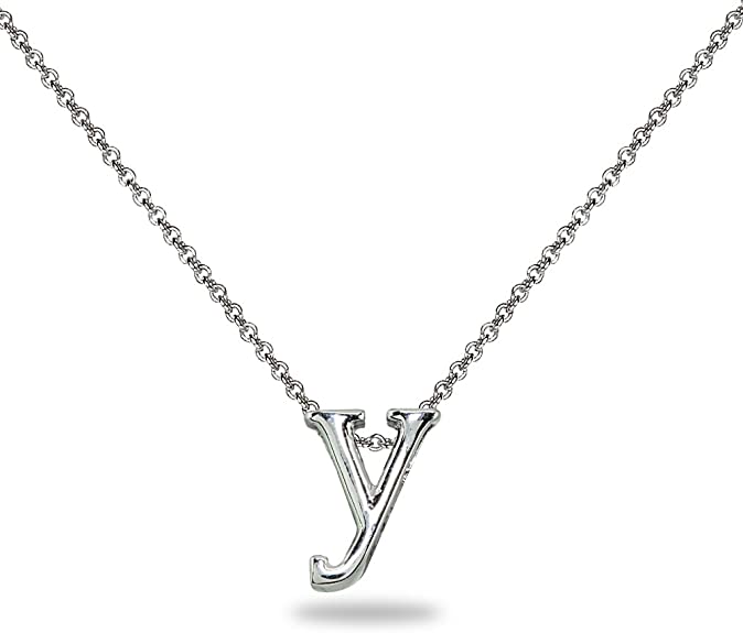 Sterling Silver Initial Alphabet Letter Name Charm Pendant Necklace Personalized Gifts for Women or Girls