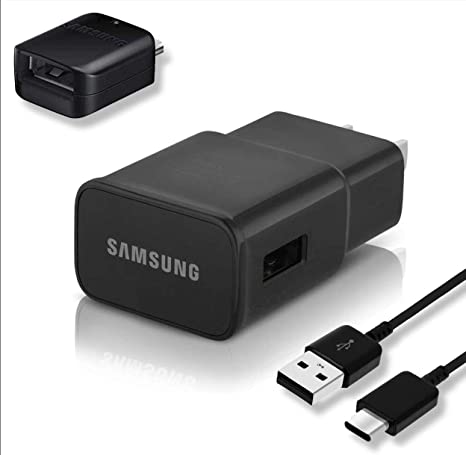 Samsung Fast Adaptive Wall Adapter Charger for Galaxy S10 S9 Plus Note 9 S8 Note 8 EP-TA20JBE - 10 Foot Type C/USB-C Cable and OTG Adapter - Black