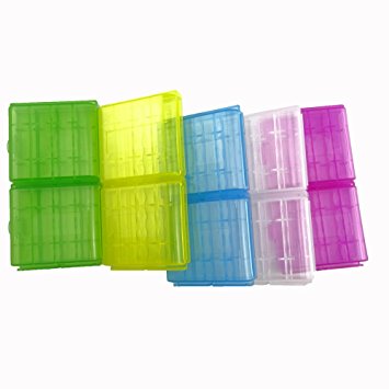Honbay 10 PCS Battery Storage Case/Box/Organizer/Holder for AA / AAA 4 Cell Battery , Assorted Colors