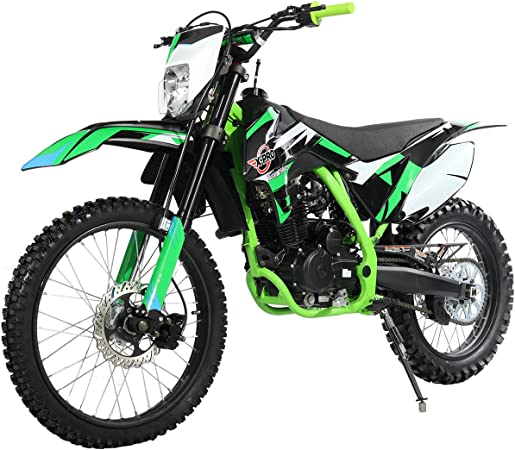 X-PRO Titan 250cc Dirt Bike with LED light Zongshen Engine Pit Bike Gas Dirt Bikes Adult Dirt Pitbike 250cc Gas Dirt Pit Bike, Big 21"/18" Wheels! (Black/Green)