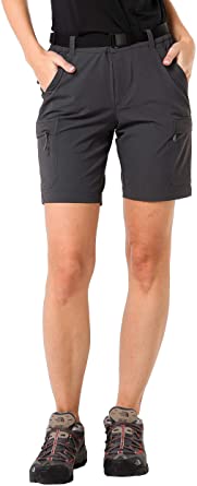 MIER Women's Stretchy Hiking Shorts Quick Dry Cargo Shorts with 6 Pockets, Water Resistant and Lightweight