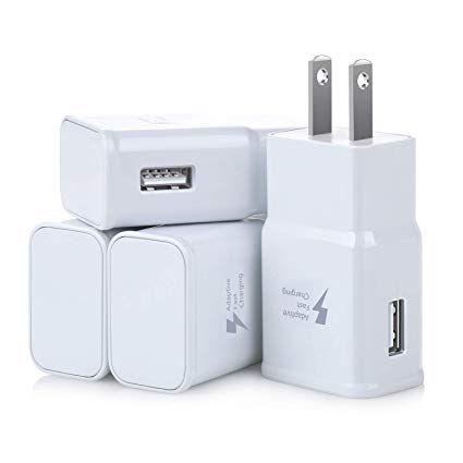Adaptive Fast Charging Wall Charger, 4-Pack Excgood Quick Charge 3.0 Adapter Compatible with Galaxy S6/7/8/9/10 Plus/Edge,Note,iPhone,iPad,LG,HTC 10 and More (White)
