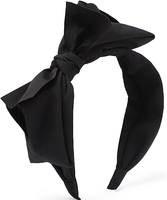 Bow Headbands for Women, WantGor Big Bowknot Hair Hoop Women Knotted Wide Turban Headbands Hair Band Bows Hair Accessories (Black)