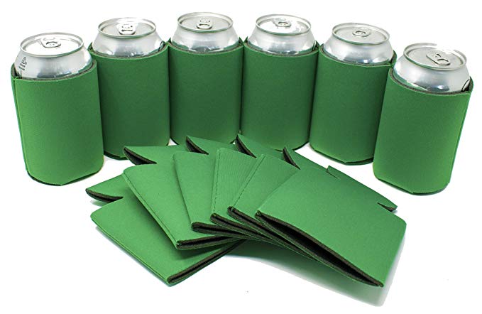 TahoeBay 12 Can Sleeves - Kelly Green Beer Coolies for Cans and Bottles - Bulk Blank Drink Coolers – DIY Custom Wedding Favor, Funny Party Gift (Kelly Green, 12)