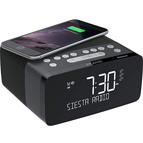 Pure Siesta Charge Bluetooth DAB  Alarm Clock Radio With Qi Wireless Charging Pad for Smartphones - Graphite