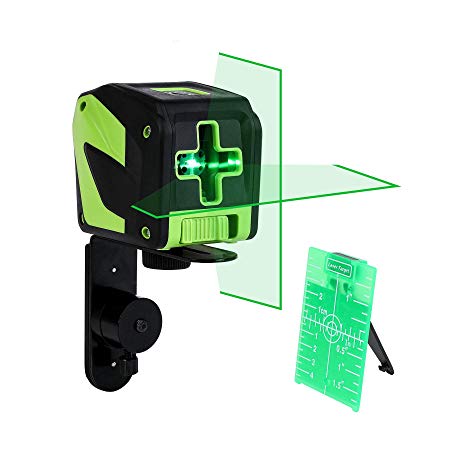 CO-Z Laser Level Green, 180-Degree Cross Line Laser Self Leveling Tool for Hanging Pictures Construction, Self-Leveling Horizontal and Vertical Laser Leveler with Magnet Pivoting Base and Laser Target