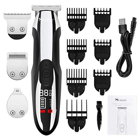Surker Beard Trimmer Kit For Men Hair Trimmer Clippers Precision Trimmer Grooming Kit Waterproof USB Rechargeable 4 In 1