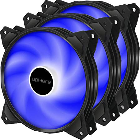 upHere Long Life 120mm 3-Pin High Airflow Quiet Edition Blue LED Case Fan for PC Cases, CPU Coolers, and Radiators 3-Pack,PF120BE3-3