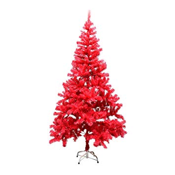 ALEKO CTP70H650 Artificial Holiday Christmas Tree Premium Pine with Stand 6 Foot Coral Pink