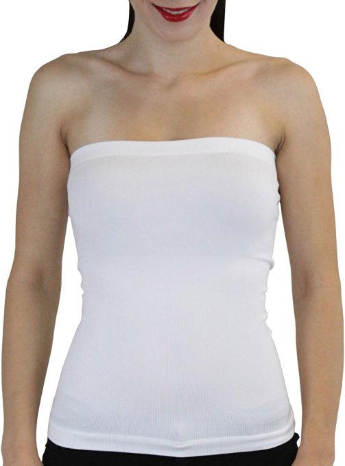 ToBeInStyle Women's Seamless Bandeau Tube Top Ribbed Without Pad