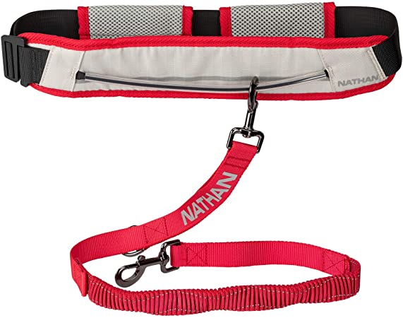 Nathan Dog Leash with Runner’s WaistPack. Hands Free Waistbelt Harness for K9. Jogging, Walking, Hiking, Running with Dog.