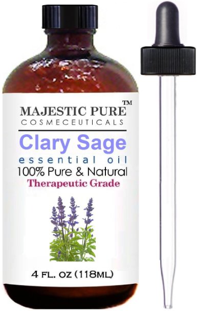 Clary Sage Essential Oil From Majestic Pure, Therapeutic Grade, Pure and Natural, 4 fl. oz.